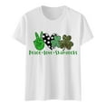 thumbnail image 1 of Aayomet St Patrick's Day Women Tops Women's Relaxed-Fit Short-Sleeve Scoopneck Swing Tee,White L, 1 of 3
