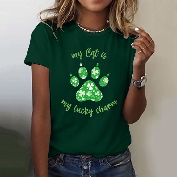 Aayomet St Patrick's Day Womens Blouses And Tops Dressy Women's V Neck Short Sleeve T Shirts with Pocket Drop Tail Hem Relaxed Fit Tees,Army Green L