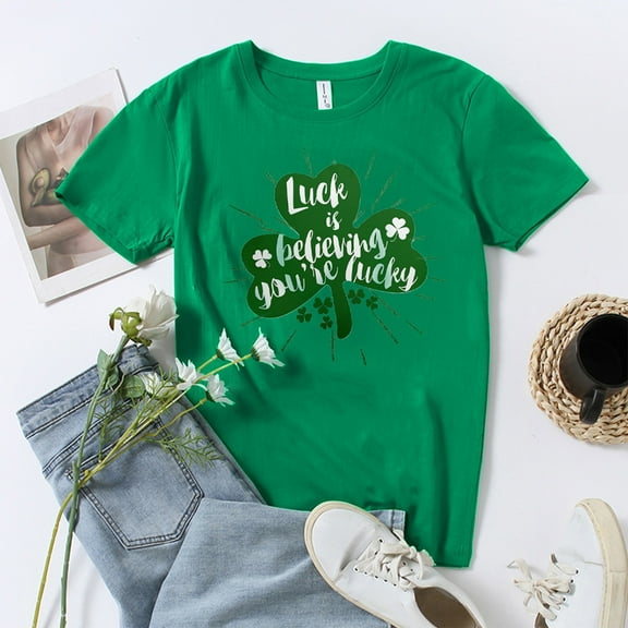 Aayomet St Patrick's Day Womens Tops Dressy Casual Women's Plus Size Tops Short Sleeve Criss Cross V Neck T-Shirt,A M