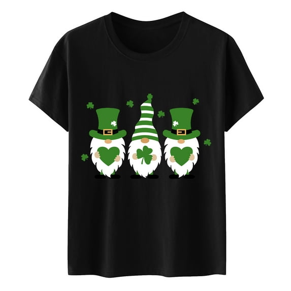 Aayomet St Patrick's Day Womens Tops Womens Tops Casual V Neck Short Sleeve Solid Color Basic T Shirt,Black M