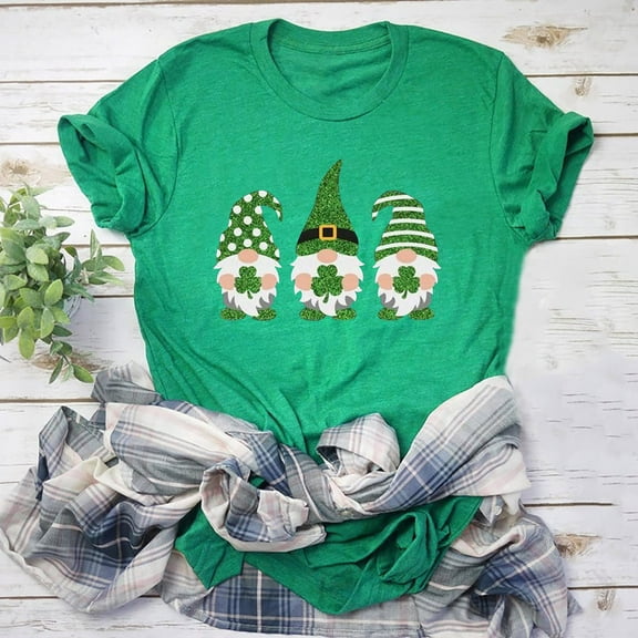 Aayomet St Patrick's Day Womens Workout Tops Womens Short Sleeve V Neck Dolman Tops with Side Shirring Loose Fit Shirts,Green S