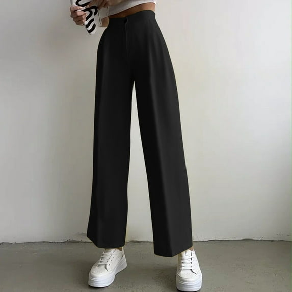 Aayomet Summer Pants Women Womens Solid Color Suit Pants Elastic Waist Elastic Waist Dress Pants for Women Business Casual,Black L