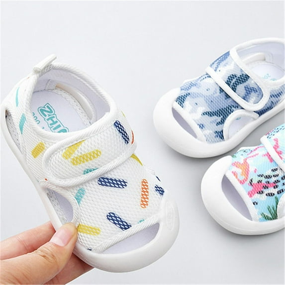 Aayomet Summer Toddler Girls Boys Shoes Sandals Flat Bottom Non Slio Half Open Toe Slip Breathable Soft Girls Slippers,White 5