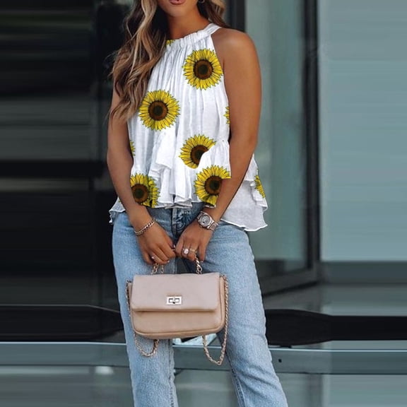 Aayomet Summer Tops for Women 2024 Women's V Neck Lace Trim Casual Tank Tops Sleeveless Blouses Shirts,White XL