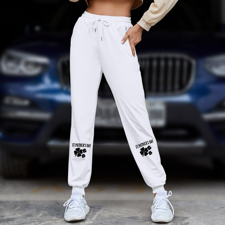 Aayomet Sweat Pants Joggers for Women High Waisted Women Sweatpants with  Pockets for Running Tapered Track Pants for Workout,White L 