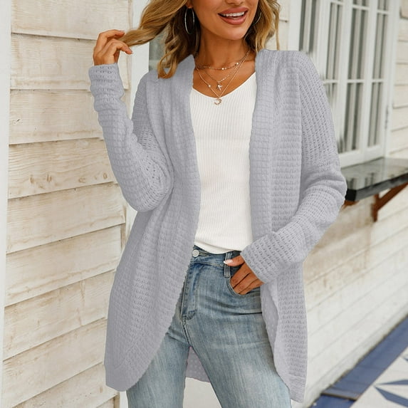 "Aayomet Sweater Cardigan Women Long Sleeve Open Front Cardigan Sweaters for Women Knitted Button Down Coat Outwear,Gray S-XXL"