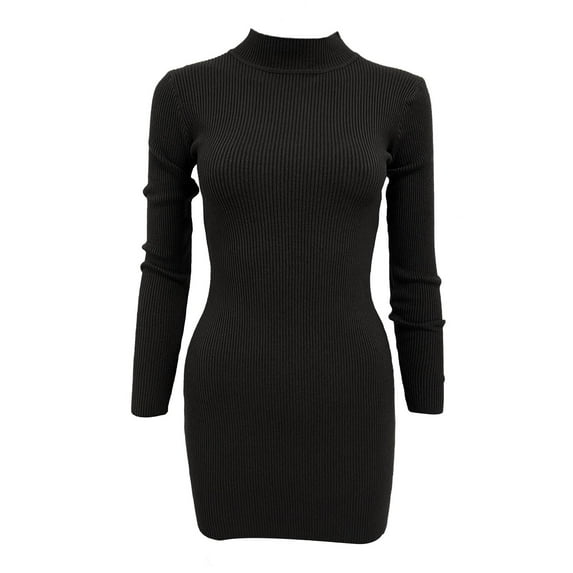 "Aayomet Sweater Dress Long Women Crewneck Long Sleeve Oversized Cable Knit Pullover Short Sweater Dresses,Black L"