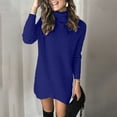 thumbnail image 1 of Aayomet Sweater Dress Women Turtleneck Long Lantern Sleeve Casual Loose Oversized Sweater Dress Soft Winter Pullover Dresses,Blue S, 1 of 3