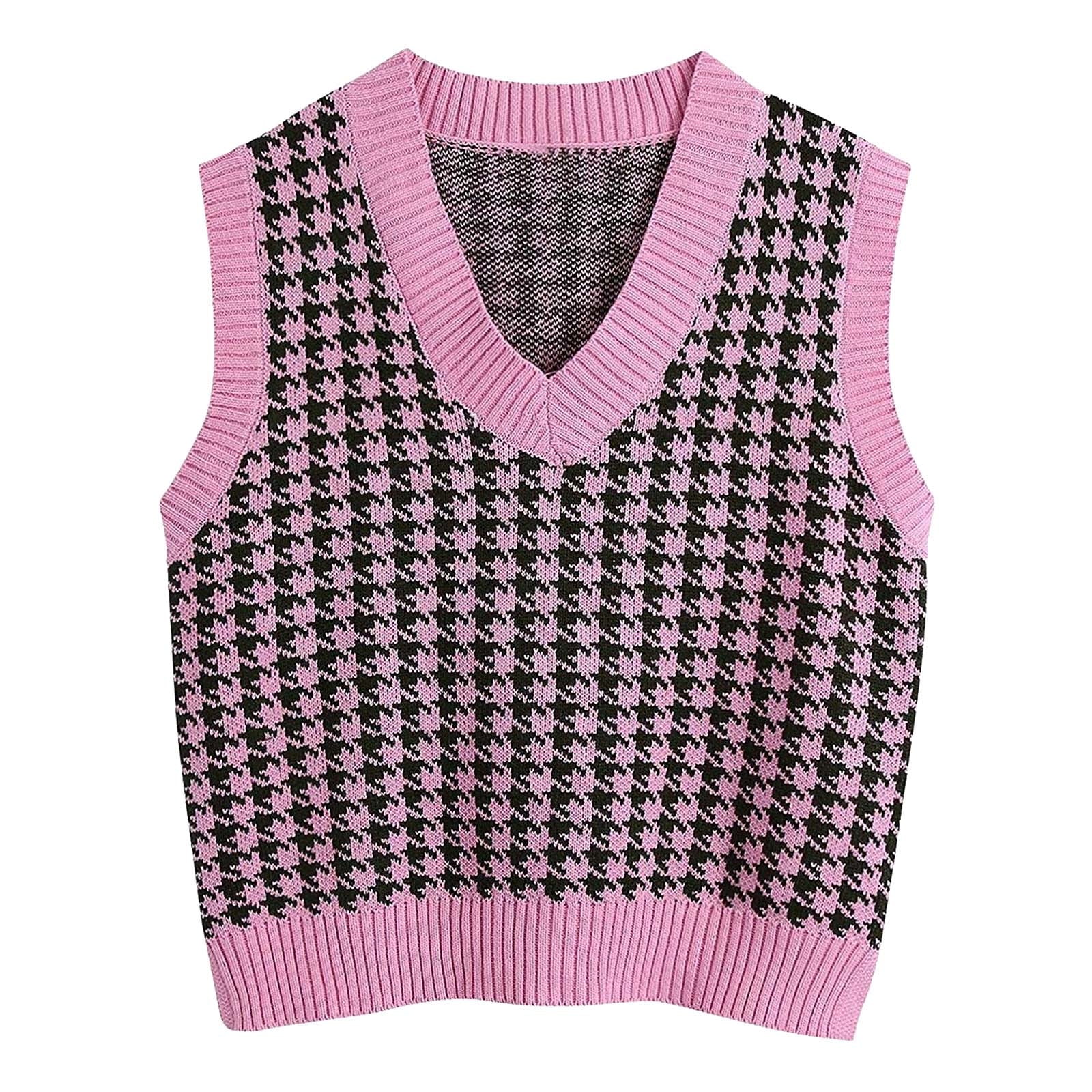 Ribbed Knit Vest Sweater, Pink