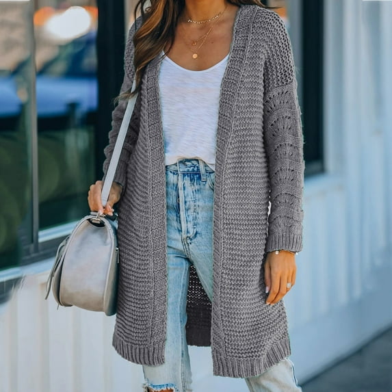 Aayomet Sweaters For Women 2022 Button Down Long Sleeve Cardigan Open Front Draped Solid Color Lightweight Casual Christmas Tops,Gray S-XXL