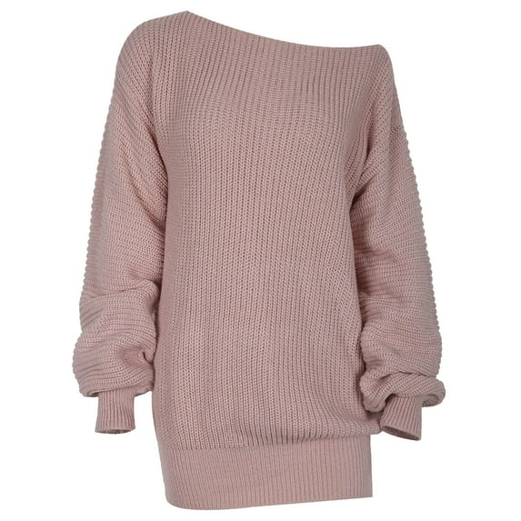 Aayomet Sweaters for Women Off Shoulder Knit Long Pullovers (Pink, M)