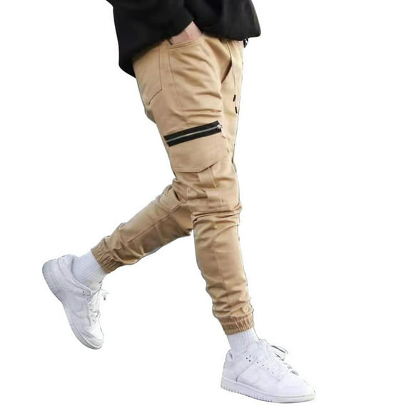 Aayomet Sweatpants For Men Big And Tall Mens Joggers Sweatpants Slim Fit Mens Jogger Pants, Sweatpants for Men with Zipper Pockets,Khaki 4XL