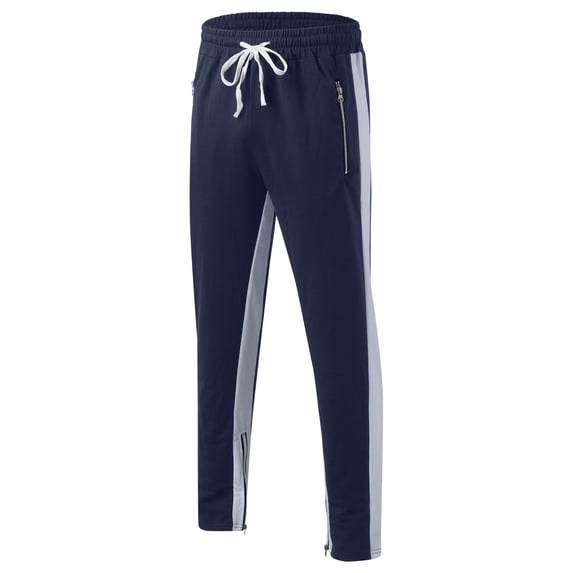 Aayomet Sweatpants For Men Jogger Men's Sweatpants Zipper Pockets Lightweight Exercise Pants Running Workout Sports,Navy 3XL