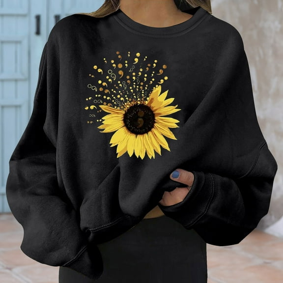 Aayomet Sweatshirt For Women Women's Oversized Long Sleeve Sweatshirts Pure Color Round Neck Casual Pullover Shirt Black,XXL