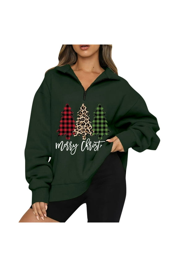 Sweatshirt for Women Graphic Women's 2023 Casual Crewneck Sweatshirt Long Sleeve Loose Side Split Pullover Tops,Green L