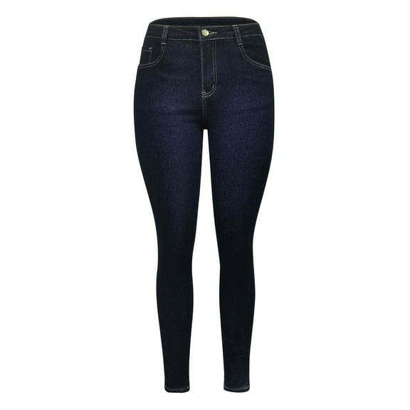 Aayomet Tall Woman Clothes Womens Navy Jeans Casual Mid Waist Pants Trousers Pockets Classic Denim Jeans,Navy M