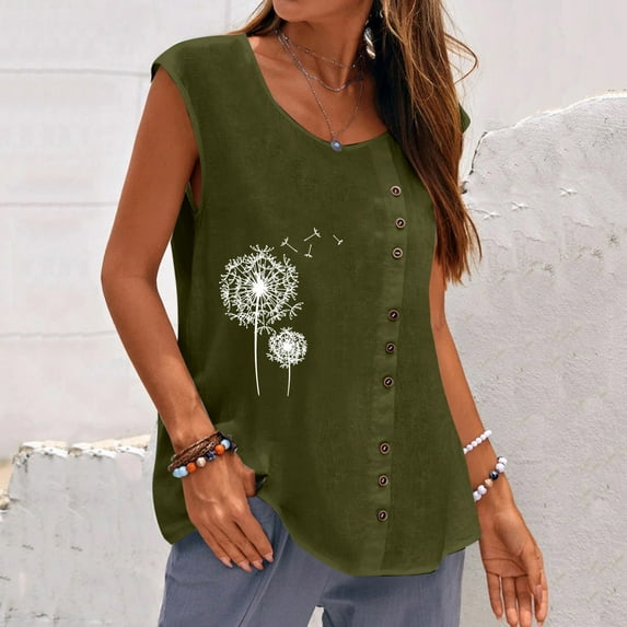 Aayomet Tank Tops For Women Womens V Neck Tank Tops Sleeveless Henley Shirts Button Up Ribbed Long Tunic Tees,Army Green M