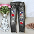 thumbnail image 1 of Aayomet Temp Life Leggings Womens Jeans Independence Day Print Ripped Pants,Black XXL, 1 of 3