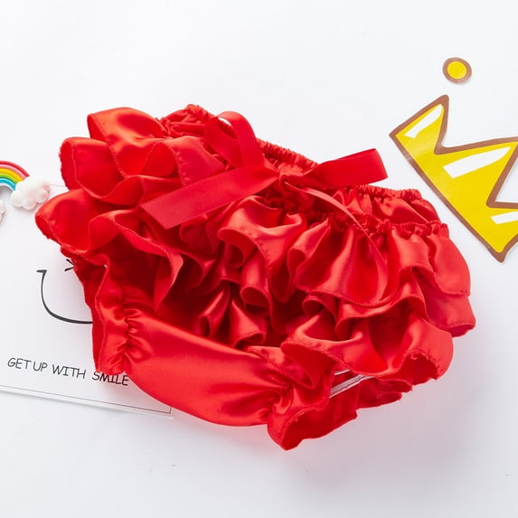 Aayomet Toddler Baby Girl Bowknot Ruffle Nappy Underwear Panty New Born Girl Baby Gift,Red Small