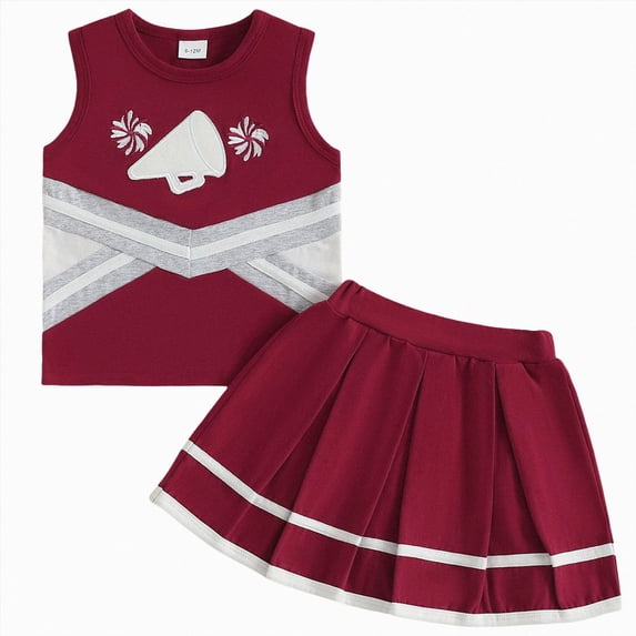 Aayomet Toddler Baby Girl Cheerleader Outfit Cheerleading Shirt Skirt Set | Cheerleading Outfit Set, Cheer Uniform, Two Piece Halloween Clothes