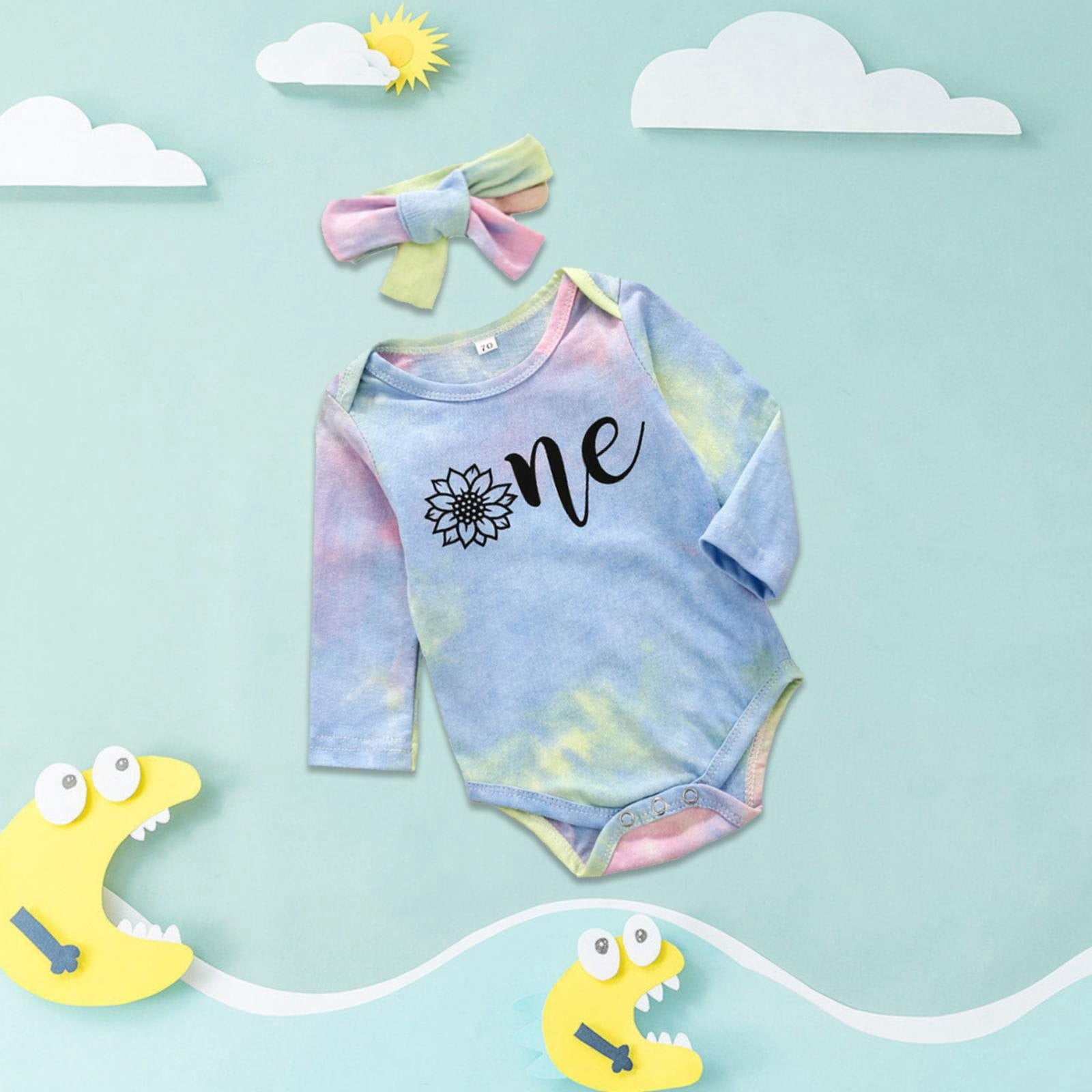 Aayomet Toddler Baby Girl Clothes Print Baby Pullover Triangle Romper