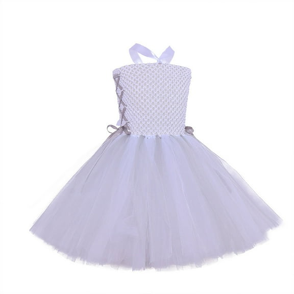 Aayomet Toddler Girl Dress Flower Girls Dress Unicorn Rainbow Pageant Princess Party,White 9-10 Years