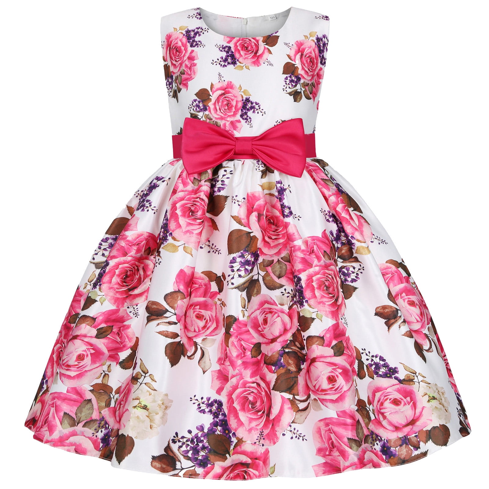 Aayomet Toddler Girl Dress for Kids Summer Beach Dresses Ruffle Sleeveless Tie Back Sundress Cute Outfit (Hot Pink, 6 Years)