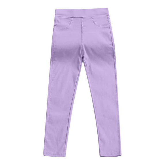 Aayomet Toddler Girl Leggings Toddler and Baby Girl Stretchy Pants with Ruffle Fleece Pants and Leggings (Purple,4-5 Years)