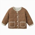 thumbnail image 1 of Aayomet Toddler Winter Coats Contrast-Trim Quilted Button Jacket for Kids Padded Cardigan (Coffee,4-5 Years), 1 of 9