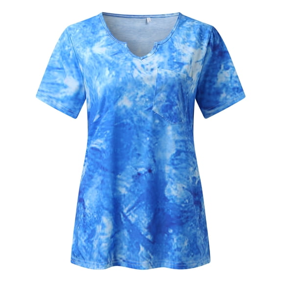 Aayomet Tops For Women Casual Fall Womens Summer Shirt V Neck Casual Tshirts Puff Sleeve Tops for Women,Sky Blue L