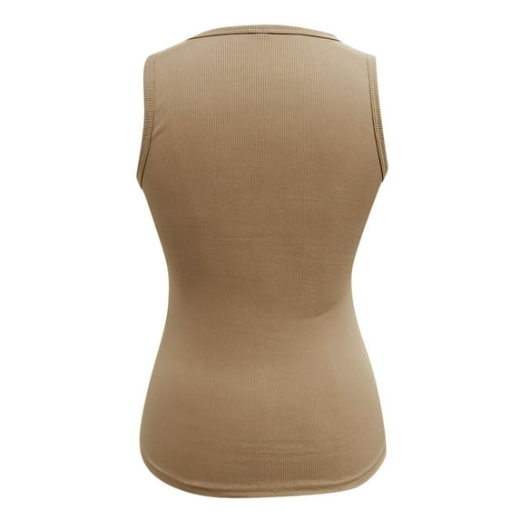 Aayomet Tops For Women Casual Womens Sleeveless High Neck Workout Crop Tops Cute Racerback Cropped Tank Tops Teen Girls Summer Clothes,Khaki S