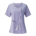thumbnail image 1 of Aayomet Tops For Women Sexy Casual Women's Deep V T-Shirt Summer Short Sleeve Loose Casual Top,Purple XXL, 1 of 4