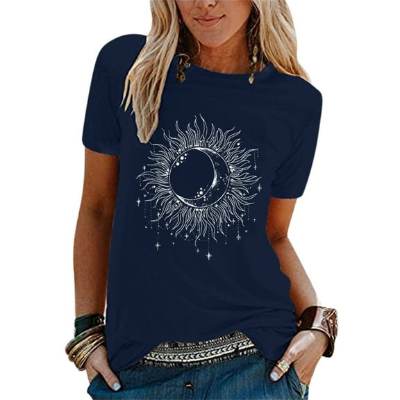 Aayomet Tops For Women Women T-Shirt Cross Faith Blessed Shirt Funny Inspirational Casual Short Sleeve Graphic Thankful Cute Tee Tops,Blue XXL