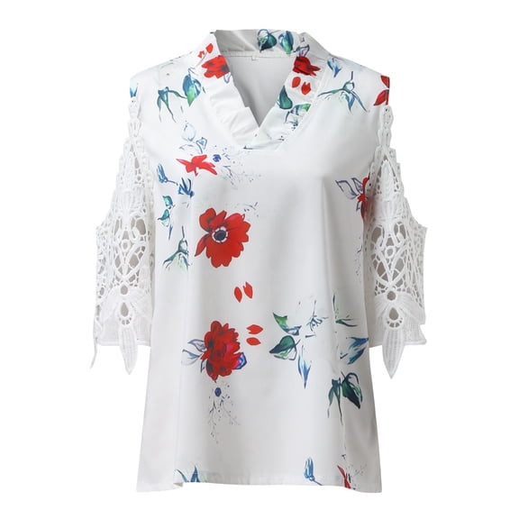 Aayomet Tops For Women Women's Neck Ribbed Knit Scallop Short Sleeve T Shirt Tops,White S