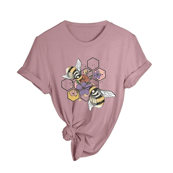 Aayomet Tops For Women Women's Tee Shirt, Classic Crewneck Tee Shirt, Cotton Crewneck Tee Shirt for Women,Pink L