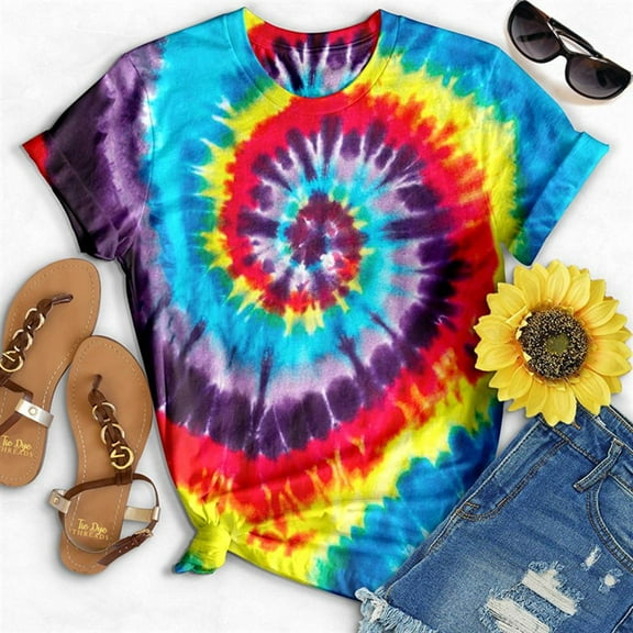 Aayomet Tops For Women Womens T Shirts Short Sleeve O Neck Loose Fit Summer Casual Tops Cold Shoulder Tops For Women Multicolor,L