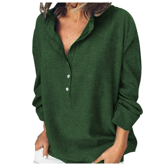 Aayomet Tops for Women Casual Fall Casual Long Sleeve V Neck Color Block Pullover Tops,Green M