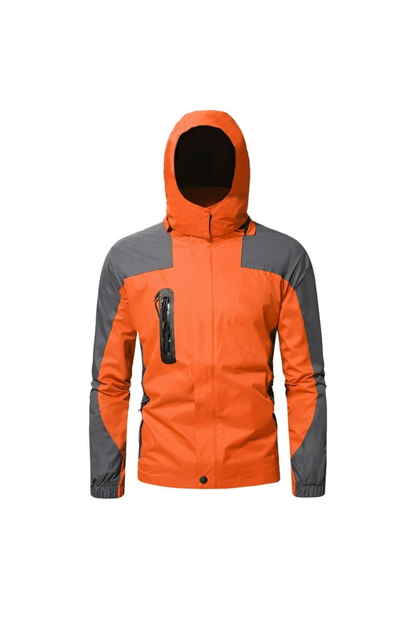 Trench Coat Men Men's Thick Thermal Winter Jacket with Multi Pockets Zip Front Lined Military Jacket for Men,Orange 4XL