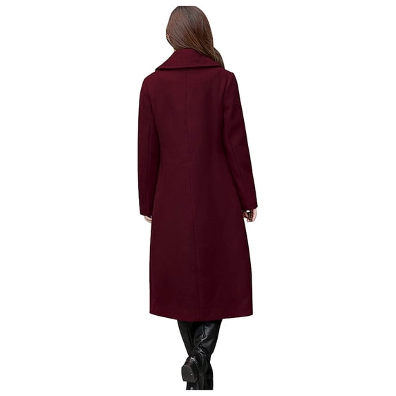 Aayomet Trench Coats For Women Women's Elegant Winter Overcoat Mid-thigh Stand Collar Single Long Coat,Red 3XL