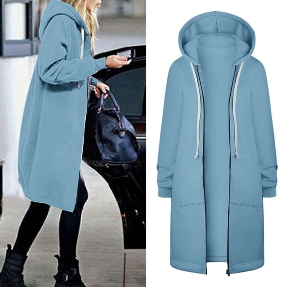 Aayomet Trench Coats For Women Women’s Heavenly Long Hybrid Winter Jacket, Water repellent, Down Style,Sky Blue S