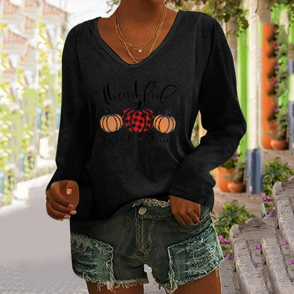 Aayomet Tshirts Shirts For Women Womenâs -T Long Sleeve V-neck T-shirt,Black XL