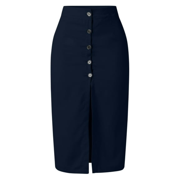 Aayomet Tulle Skirts For Women Women's Basic Plain Ribbed Knit Split Stretchy Pencil Bodycon Midi Skirt,Navy L