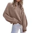 thumbnail image 1 of Aayomet Turtleneck Sweater Women Crochet Lace V Neck Long Sleeve Hollow Out Cable Knit Cardigan for Women Sweaters Tops,Khaki S-XXL, 1 of 4