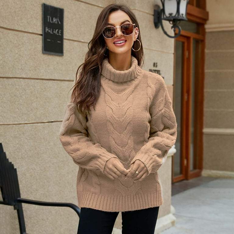 Turtleneck Long Sleeve Backless Sweater Aayomet Turtleneck Sweater