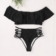 thumbnail image 1 of Aayomet Two Piece Swimsuit For Women Ladies Swimsuit Ruffled Off Shoulder Tight Solid Color Split Swimwear Swimsuit,Black S, 1 of 4