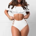 thumbnail image 1 of Aayomet Two Piece Swimsuit For Women Ladies Swimsuit Ruffled Off Shoulder Tight Solid Color Split Swimwear Swimsuit,White XL, 1 of 4