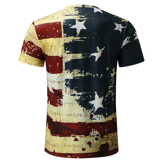 Aayomet USA Flag 4th of July Independence Day Men's T-shirt,Navy XXL