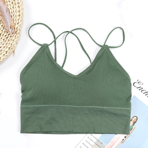 Aayomet Underwire Bra Double Support Wireless Bra, Lace Bra with Stay-in-Place Straps, Full-Coverage Wirefree Bra, Tagless for Everyday Wear,Green One Size