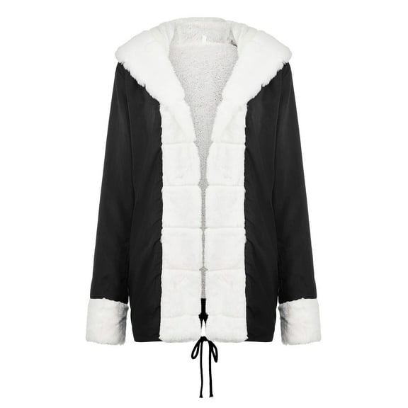 Aayomet Warm Winter Coats For Women Parka Jackets for Women Long Sleeve Mid-Length Winter Coats Solid Zip Up Puffer Jacket Lined Shaggy Overcoats,Black L