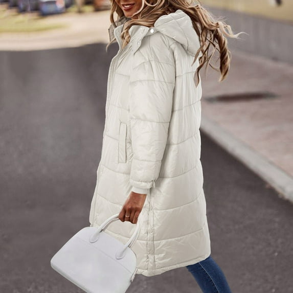 Aayomet Warm Winter Coats For Women Women's Winter Coats Hooded Puffer Jackets Lined Parka with Fur Trim,White XL